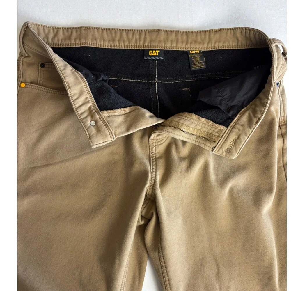 Caterpillar CAT Mens Fleece Lined Canvas Work Pants Brown 38x29 1733652